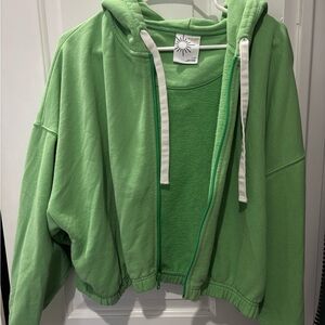 Aerie Green Zip-Up Hoodie